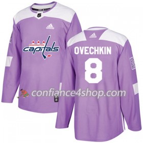 Adidas Maillot de Hockey Washington Capitals Alex Ovechkin 8 2017-2018 Violet Fights Cancer Practice Authentic - Homme
